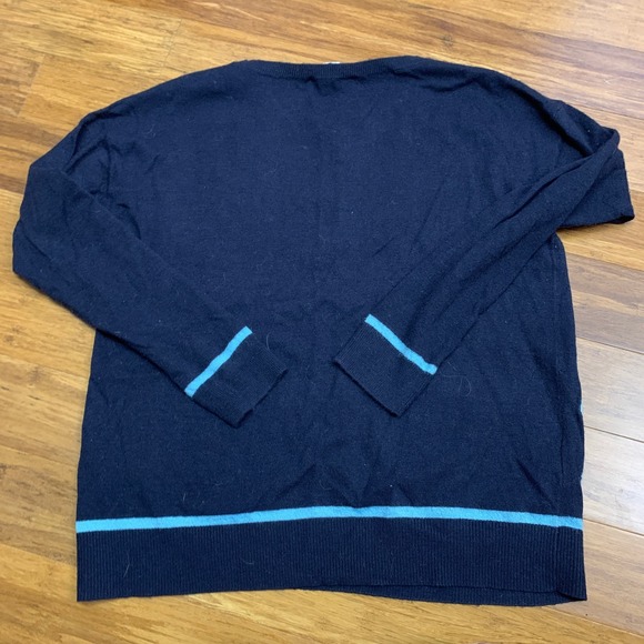 Loft Floral Crew Neck Long Sleeve Sweater Women's Size M Navy Blue‎ Wool Mohair - Picture 3 of 6